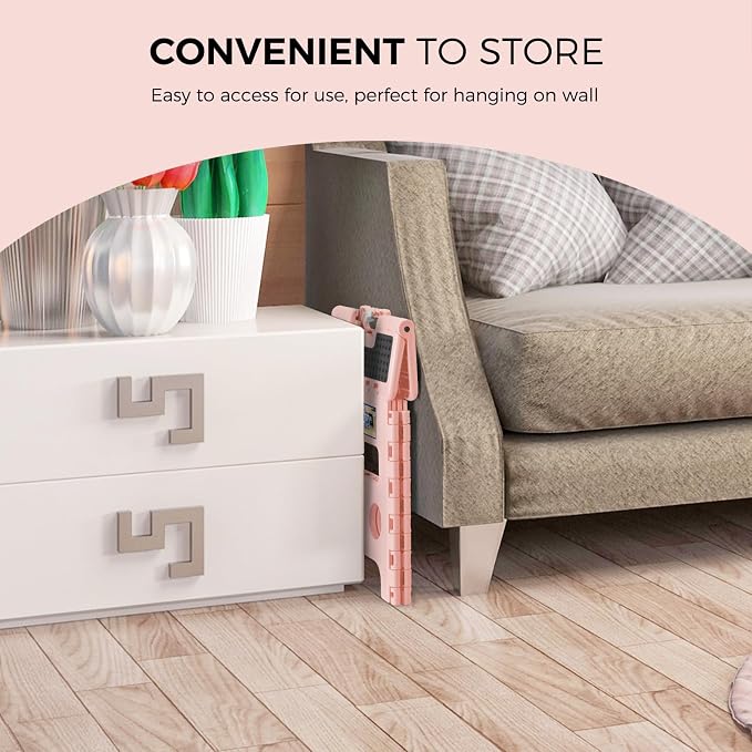 ACKO 13" Folding Step Stool, Non-Slip Surface for Adults & Kids, Dot Pink | Collapsible Heavy Duty Foldable Stools, Portable Foot Stepping Stool Holds 300 lbs, Kitchen Bathroom Outdoor, Built-in Handle