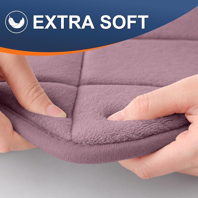 OLANLY Memory Foam Bath Mat 44x24, Ultra Soft and Absorbent Bathroom Rugs | Deep Plum, Quick Dry, Machine Washable Shower Bath Rugs, Comfortable Bath Carpet for Bathroom Floor, Tub and Shower