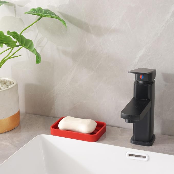 MicoYang Silicone Kitchen Sink Organizer Tray for Multiple Usage,Easy Clean Sponges Holder for Kitchen Bathroom Counter or Sink,Dish Soap Dispenser,Scrubber,Bottle,Cup Red 4.9”x 3.2”