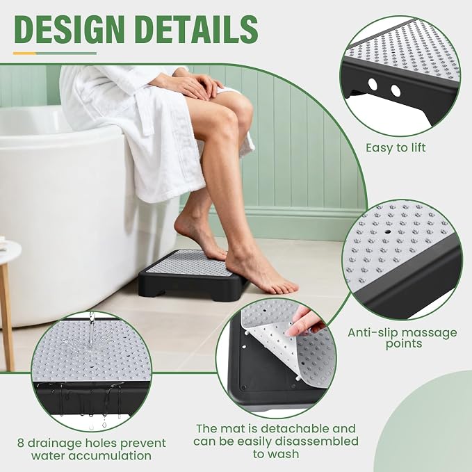 SOYO Mobility One Step Stool Platform for Adults & Elderly, Black-Gray | Adjustable Small Step Riser for Seniors, Indoor Outdoor Non-Slip Standing Support Portable Low Step for Car, Bed, Bathroom