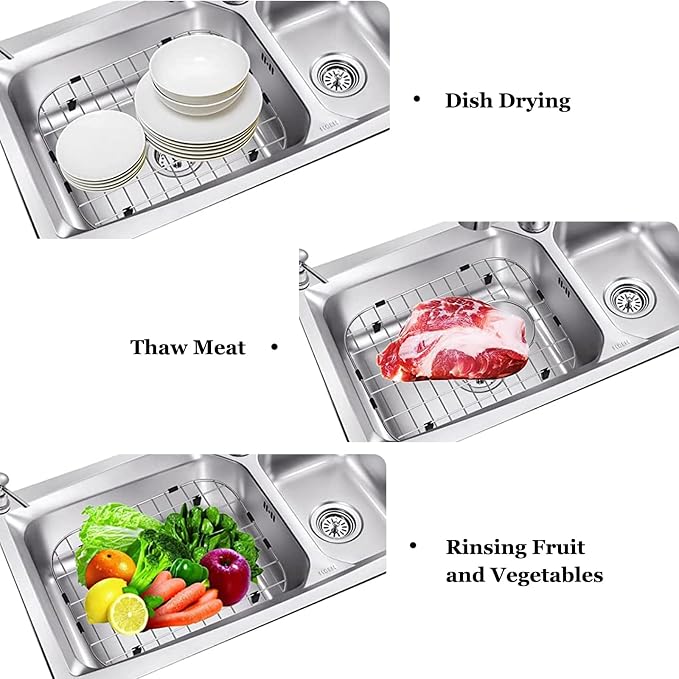 Orgneas Sink Protectors for Single Bowl Kitchen Sink Centered Drain | 304 Premium Stainless Steel Sink Bottom Grid Insert Sink Grate Drying Rack 12.5"x10.5", 1 Pcs