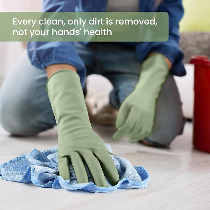 Rubber Cleaning Gloves for Dishwashing, 12 Pairs Reusable Kitchen Gloves for Washing Dishes and Household Cleaning, Colorful Gloves with Flocked Lining and Non-Slip Grip, Perfect for Women Men - L
