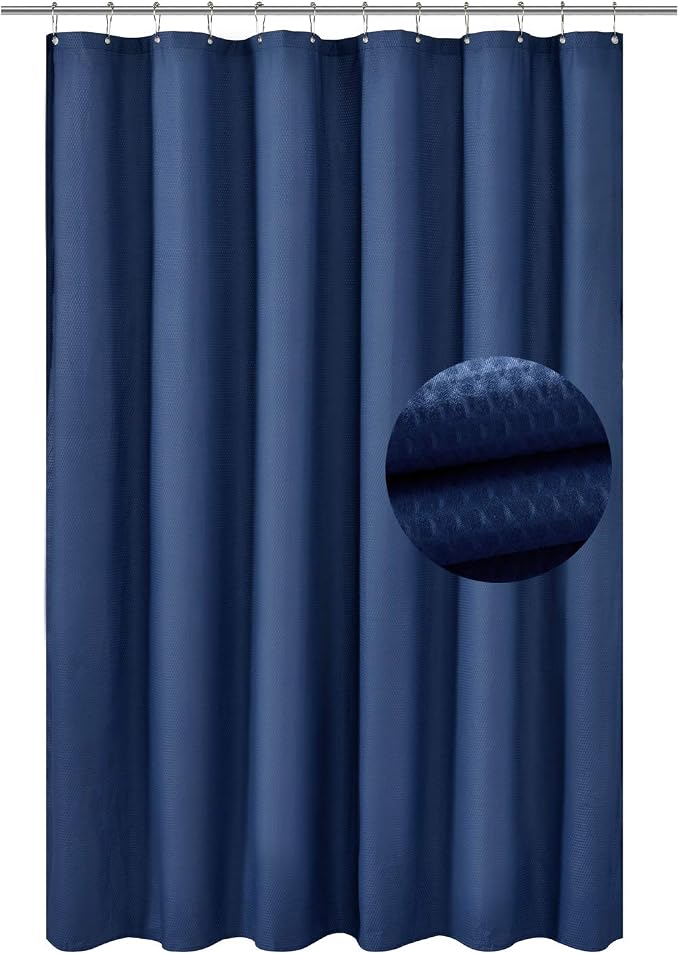 Barossa Design Soft Microfiber Fabric Shower Liner or Curtain Navy Blue | Hotel Quality, Machine Washable, Water Repellent 70W x 72H Lightweight Cloth Shower Curtain for Bathroom/Tub
