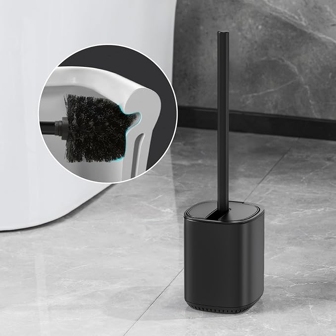Toilet Brush and Holder Set Toilet Bowl Brush Stainless Steel Automatic Open lid Toilet Bowl Cleaner Brush with Durable Bristle Head Toilet Cleaning Brush for Bathroom
