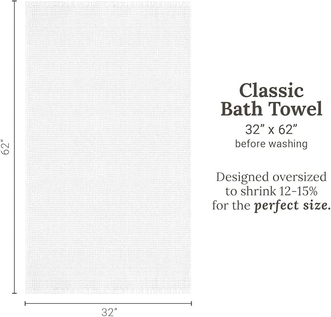 GILDEN TREE Waffle Towels for Bathroom, 100% Cotton Quick Dry Towel, Waffle Bath Towels Large, Absorbent Lightweight Travel Towel, Bath Towels Set of 2, Classic Style (White)