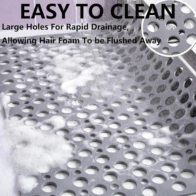 Casa and Beyond Shower Mat, Bathtub Mat Non Slip with Suction Cups and Drain Holes, Easy to Clean Soft Machine Washable, Shower Mats for Inside Shower Easy Dry&Cut (Pink,21" x 21"(Rectangular))