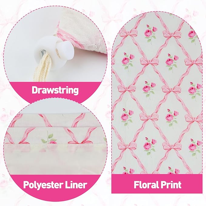 Laundry Bag Backpack for Dorm & Travel, 29 x 18" Large Dirty Bag | Cute Pink Floral College Clothes Pouch with Straps and Handles. Ideal for Apartment, Camp and Portable Bag for Laundromat