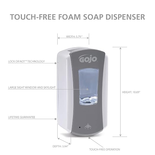 GOJO LTX-12 Touch-Free Foam Soap Dispenser Gray/White 1200mL 1ct - 1984-04