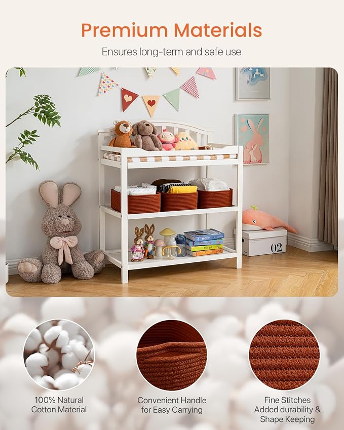 KALLAX Small Woven Storage Basket for Organizing, 13.5x9.5x5 inches, 3 Pack | Shelf baskets for closet organization, toy storage and home decor, Perfect as empty gift baskets for holidays, Rust Red