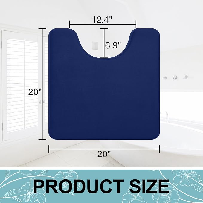 Smiry Memory Foam Toilet Rugs 20x20, Extra Soft Absorbent Bathroom Rugs | Navy Blue, Quick Dry Machine Washable Non-Slip Contour Bath Mat for Toilet