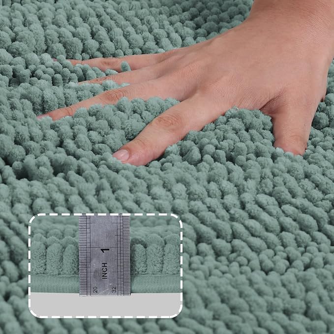 Turquoize Chenille Bath Rugs Shaggy Bathroom Rugs Non Slip Bath Rugs for Bathroom 20 x 32 Duckshell Blue Bath Rug Extra Soft and Absorbent Area Rug, 20"x 32", Duckshell Blue