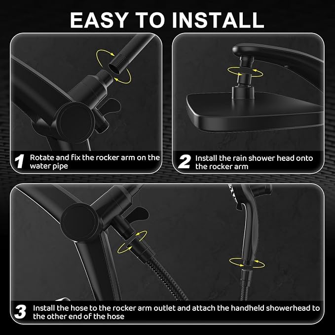 12-Inch High Pressure Rain Shower Head with Handheld Spray Combo, Magnetic | Dual shower heads; one-piece bracket adjusts height and angle; 9 settings: 8 sprays + 1 Power Jet for cleaning; easy install