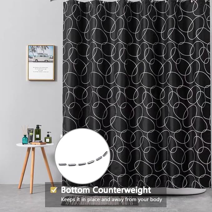 LLSCL Fabric Shower Curtain Liner with Magnets, Waterproof Hotel Quality, 72 x 72 Machine Washable