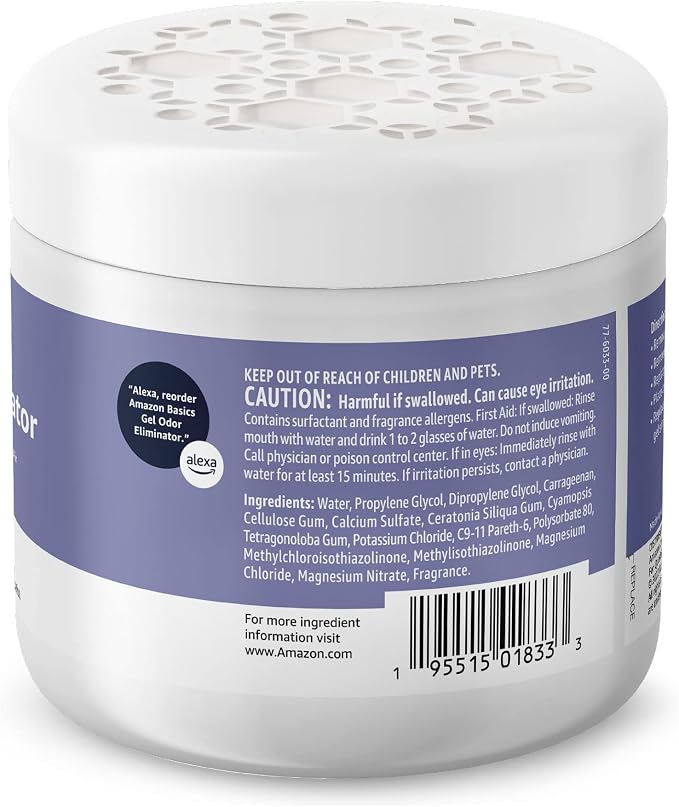 Amazon Basics Gel Odor Eliminator, Activated Charcoal, Lavender Scent, 17 Oz, 4-Pack