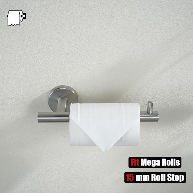 JQK Toilet Paper Holder, 5 Inch 304 Stainless Steel Tissue Paper Dispenser, Brushed Nickel Wall Mount 2 Pack, TPH100-BN-P2