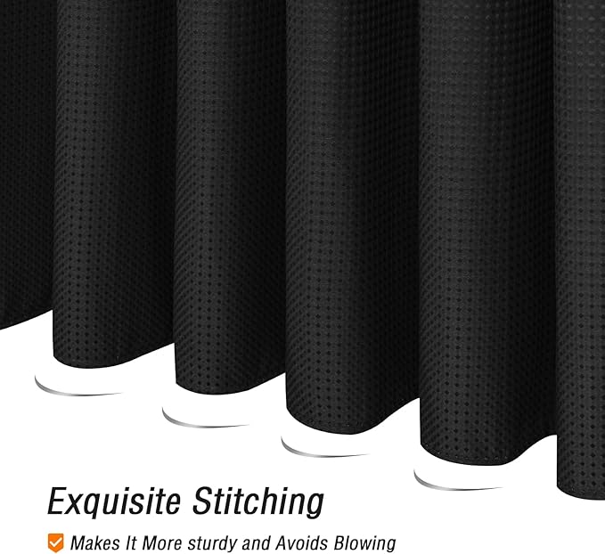 Black Fabric Shower Curtain, 72 X 72 | Cloth-Textured Shower Curtain for Bathroom - Soft Cloth & Hotel Spa Luxury, Water Repellent, Machine Washable