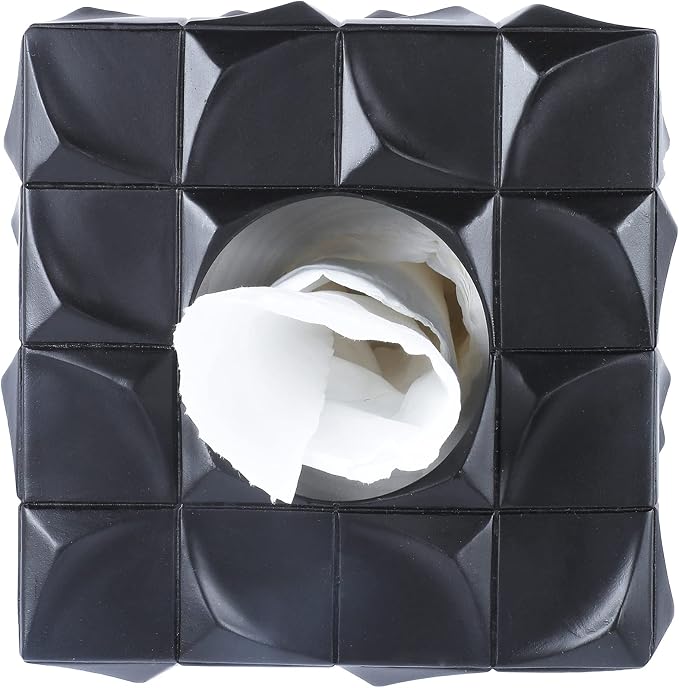 Hymmah Modern Square Tissue Box Cover Holder,Bathroom Accessories Decor Unique Design Tissue Box Cover for Bathroom Vanity Counter Tops Also Great for Bedrooms and Living Rooms