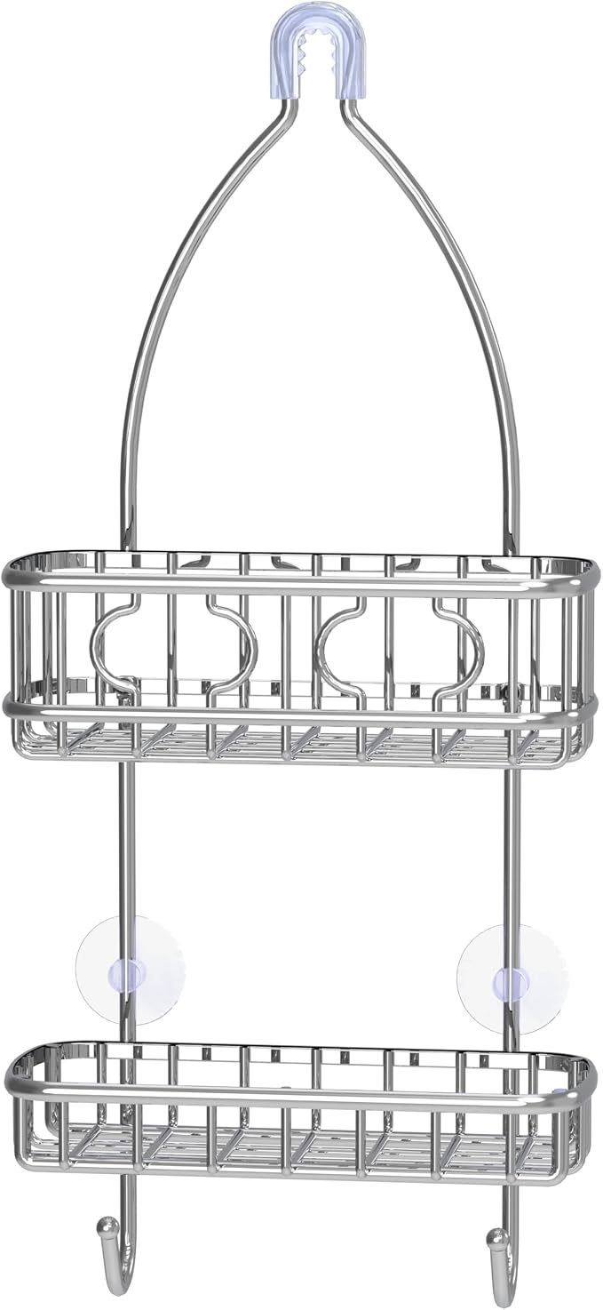 Simple Houseware Hanging Shower Head Caddy Organizer, 24 x 10, Chrome | (24 x 10.2 x 4.25 inches)