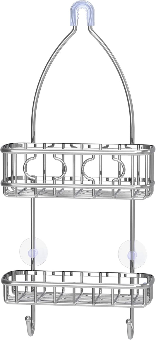 Simple Houseware Hanging Shower Head Caddy Organizer, 24 x 10, Chrome | (24 x 10.2 x 4.25 inches)