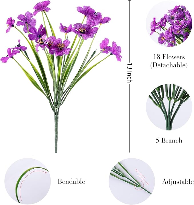 AGIRL Artificial Flowers Outdoor UV Resistant Fake Plant Garden Patio Decor | 24 Bundles,No Fade Plastic Faux Flowers for Hanging Planters front porch yard Indoor Outside,grave decorations for cemetery