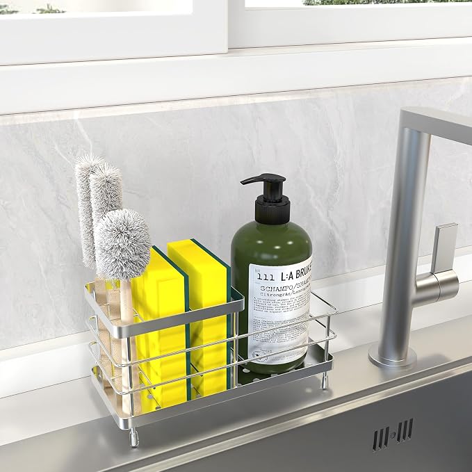 Luxspire Toothbrush Holders for Bathroom, Stainless Steel, 6 Slots, Silver | Toothbrush Holders With Drainage, For Bathroom Countertop & Kitchen Sink, Bathroom Accessories