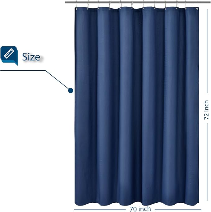 Barossa Design Soft Microfiber Fabric Shower Liner or Curtain Navy Blue | Hotel Quality, Machine Washable, Water Repellent 70W x 72H Lightweight Cloth Shower Curtain for Bathroom/Tub