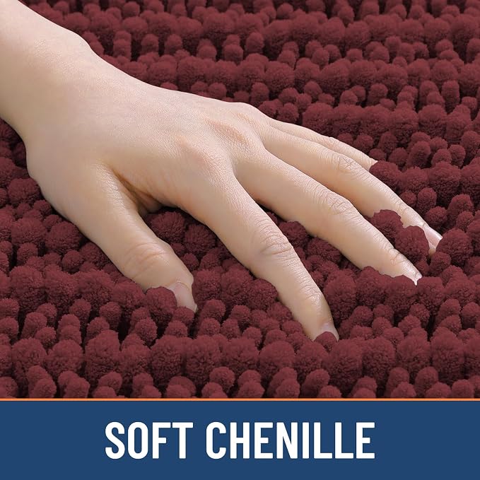 Smiry Bathroom Toilet Rugs U Shaped 24X20, Chenille Bath mats for Toilet | Caramel Red Extra Soft Absorbent Non Slip Rubber Backing Contour Bath Rugs for Toilet, Machine Washable Contoured Bath Mats