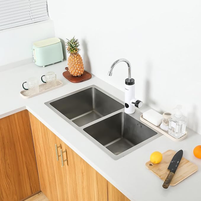 MicoYang Silicone Kitchen Sink Organizer Tray for Multiple Usage,Eco-Friendly Sponges Holder for Kitchen Bathroom Counter or Sink,Dish Soap Dispenser,Scrubber,Bottle,Cup (Tapioca, 12"×4")