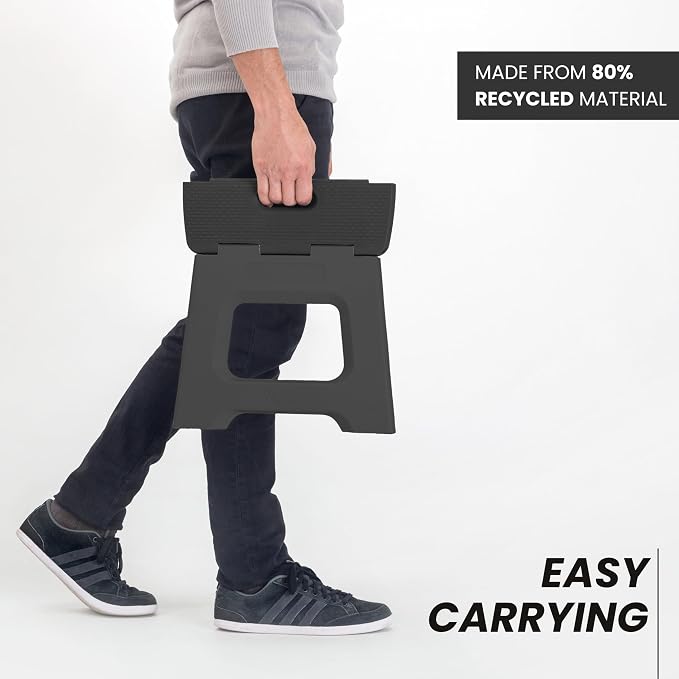 Vigar Compact Step Stool Foldable, 10-1/2-inch Step Stools for Adults up to 330 Pound, Lightweight Stool, Non-Slip Folding Step Stool, Black | For Adults, Up to 330 Pound, Lightweight Stool, Folding Design, Compact Size, Stable Surface, Easy to Store
