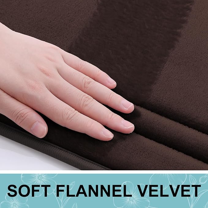 Grandaily Memory Foam Bath Mat Rug 47x20, Ultra Soft, Non-Slip and Absorbent Bathroom Rugs, Machine Wash Dry, Comfortable Bath Carpet for Bathroom Floor, Tub and Shower, Brown