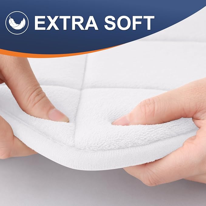 OLANLY Memory Foam Bath Mat 59x34, Ultra Soft and Absorbent Bathroom Rugs | White, Quick Dry, Machine Washable Shower Bath Rugs, Comfortable Bath Carpet for Bathroom Floor, Tub and Shower