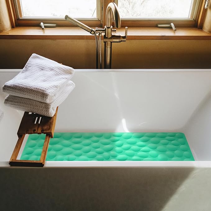 Non-Slip Bathtub Mat OTHWAY Soft Rubber Bathroom Bathmat with Strong Suction Cups (Fruit Green, 16x40 inch)