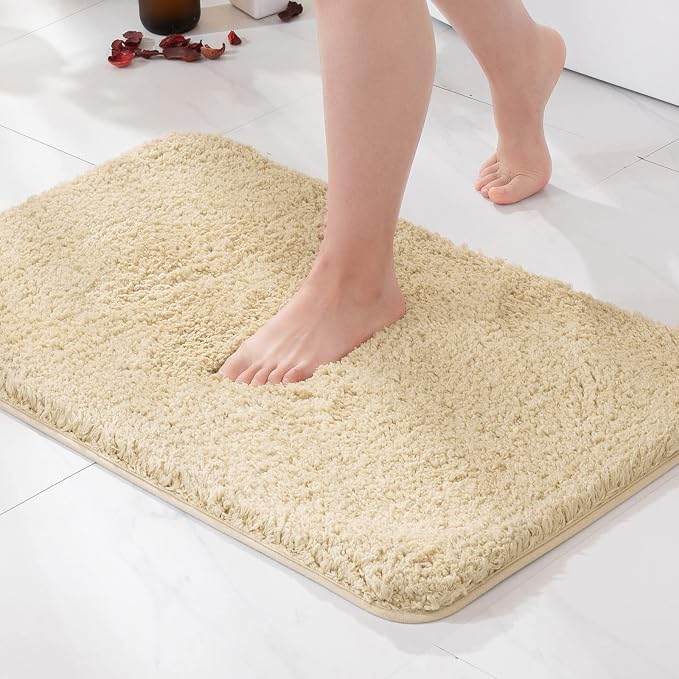 MIULEE Camel Bathroom Rugs Soft Small Microfiber Bath Mat 16x24 Inch | Absorbent, Non Slip, Quick Dry, Fluffy Bath Rugs for Bathroom Floor Tub Showers, Machine Washable