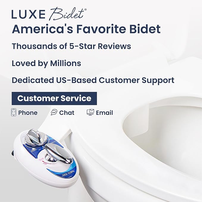 LUXE Bidet NEO 320 - Warm Water Bidet Attachment for Toilet Seat, Blue | Non-Electric, Warm Water, Dual Nozzle, Self-Cleaning, Adjustable Water Pressure, Rear & Feminine Wash
