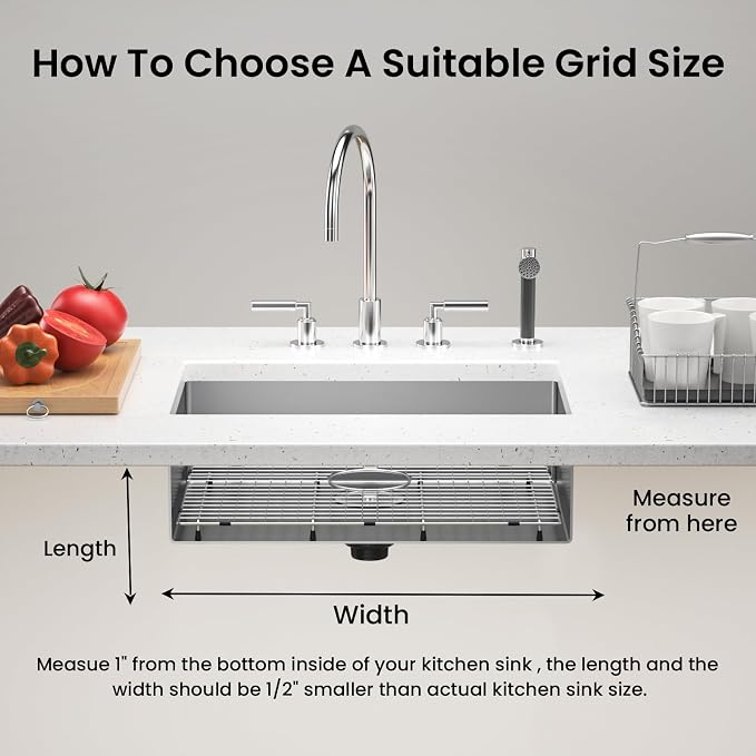 Sink Bottom Grid 23" X 14-1/2", Rear Drain with Corner Radius 3/8", Sink Protector for Single Bowl Sink