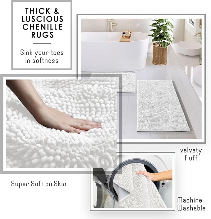 Clara Clark White Bathroom Set, Bathroom Sets with Shower Curtain and Rugs | 22 Piece Bathroom Accessories Set with Toothbrush Holder, Soap Dispenser, Soap Dish, Toilet Brush, and Bathroom Trash Can