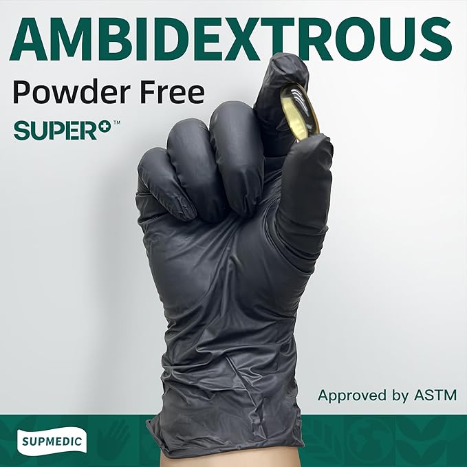 Vinyl Disposable Exam Gloves, Black 4Mil Powder-Free Latex-Free Medical Food Safe Cooking Cleaning Glove 100 &1000Ct