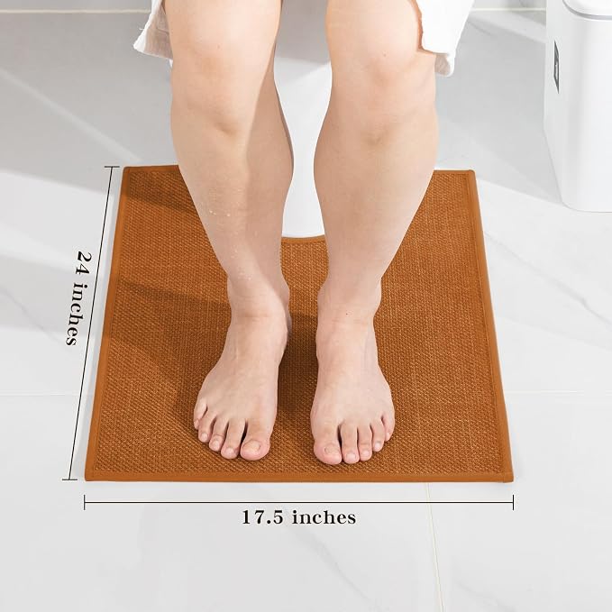 Bathroom Rugs Mat U-Shaped 24x17, Ultra ThinNon Slip Bath Mat Small Quick Dry Absorbent Bath Matfor Bathroom Floor, (Orange, U-24"x17")