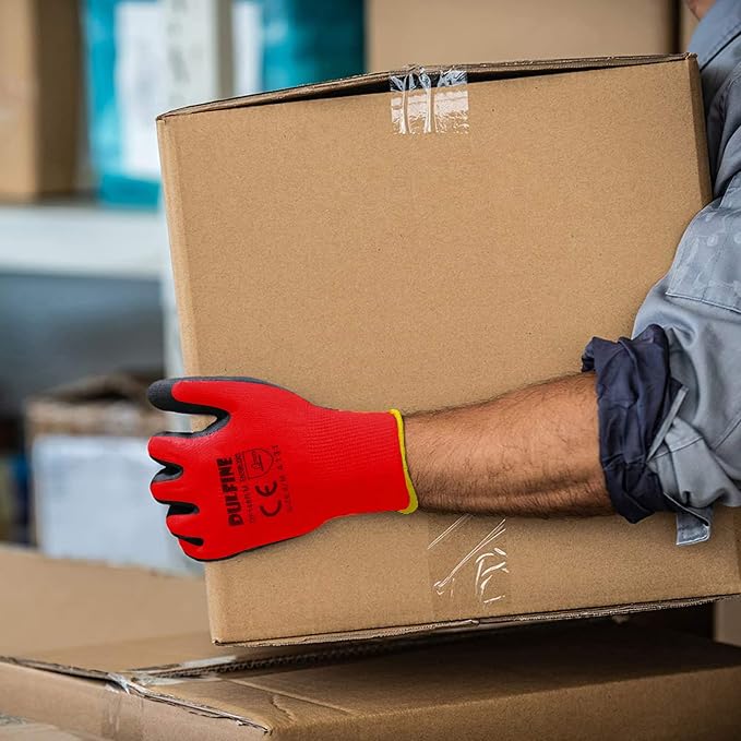 DULFINE Safety Work Gloves for Men & Women, PU Coated Seamless Knit Grip | Smooth Grip on Palm & Fingers, Ideal for Light General Duty Work, Gardening, Landscaping, Construction, Mechanic, Warehouse