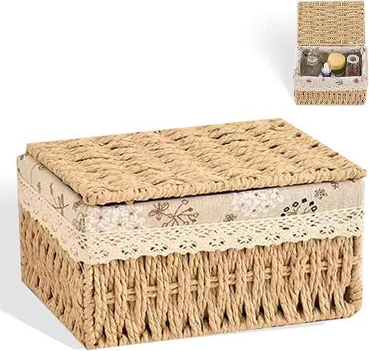 Modern Farmhouse Decor Wicker Basket – Small Storage Basket for Home, Nursery, Shelf, and Table, Decorative Basket for Storage, Shelves, and Organization