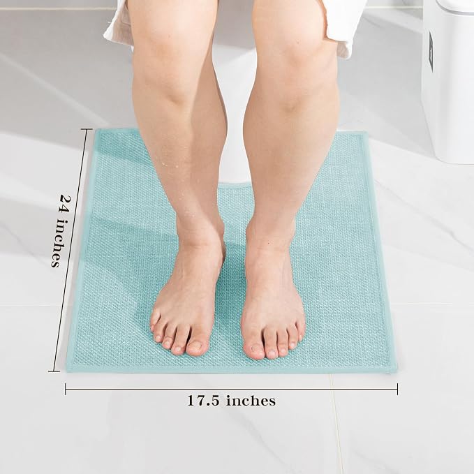 Bathroom Rugs Mat U-Shaped 24x17, Ultra ThinNon Slip Bath Mat Small Quick Dry Absorbent Bath Matfor Bathroom Floor, (Blue, U-24"x17")