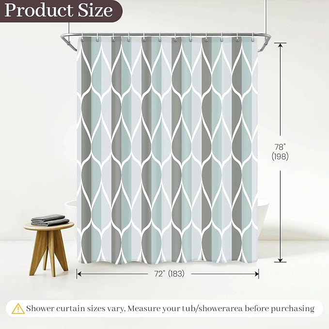 Gelbchu Grey Blend Geometric Shower Curtain for Bathroom, 72x78 Inch | with Hooks, Premium Polyester, Quick Dry, Water Repellent, Machine Washable, Rustproof Grommets, Modern Minimalist