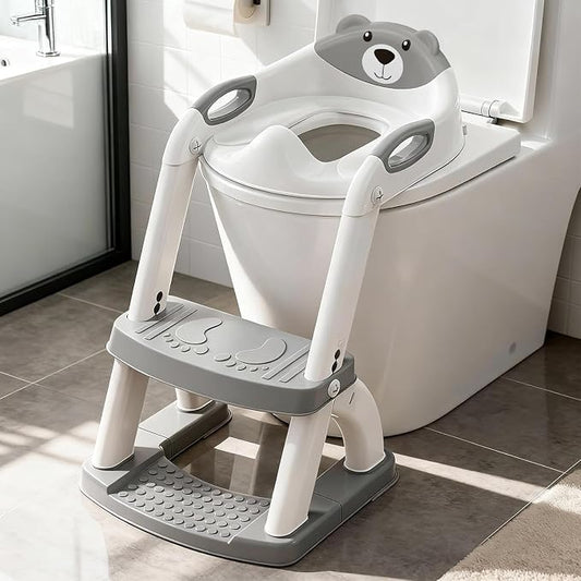 Potty Training Toilet for Toddlers, 2-in-1 Potty Training seat, Anti-Slip | SKYROKU, Fits Round & Elongated Toilets, 6 Heights, Splash Guard, Foldable, Holds 200+ lbs, Step Stool, Dishwasher Cushion