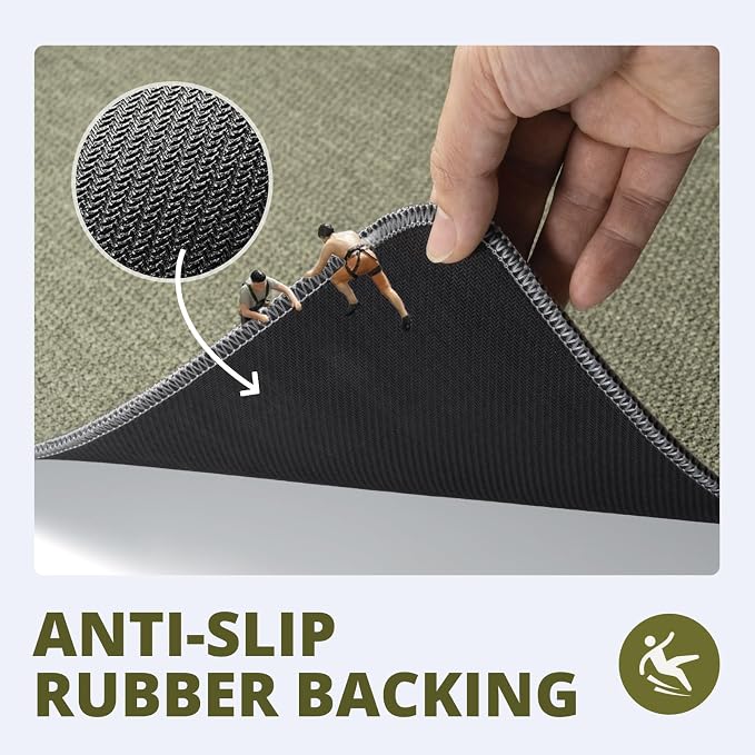 Bathroom Rugs Sets 2 Piece, Thin Bath Mat Absorbent Quick Dry, Machine Washable, Rubber Backing for Non Slip, Low Pile Cozy Cloth Bathroom Rug Set for Tub/Sink/Shower (27"x17" & 36"x24", Sage Green)