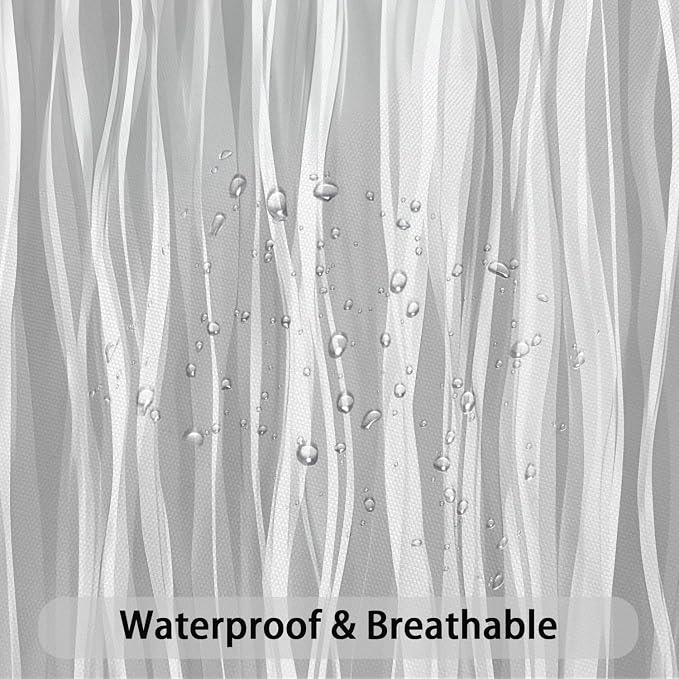 Moonslim Grey Ombre Shower Curtain, Modern Wavy Abstract Gray Striped Line Bathroom Curtain, Waterproof Fabric Bath Decor, 72 x 84 Inch