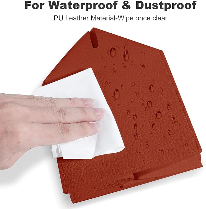 2 Pack 5"x5"x5" Square PU Leather Tissue Box Holders for Home & Office | Modern sleek design, water-resistant PU surface, fits bathroom vanity nightstand & car (Reddish Brown)
