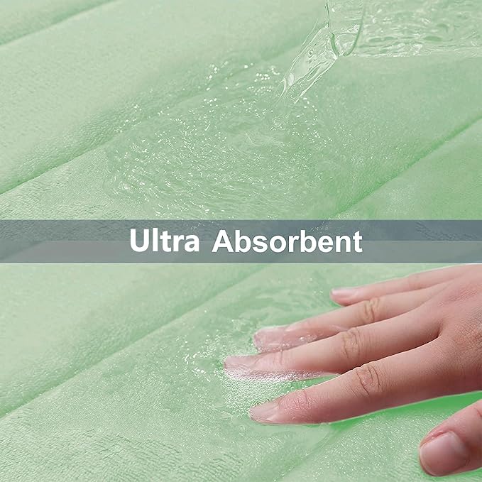 Buganda Memory Foam U-Shaped Toilet Rugs 24 x 20, Absorbent Bathroom mat | Sage Green, Thick Soft Machine Washable toilet mat for bathroom, Contour Bath Rugs Mat for Toilet Base