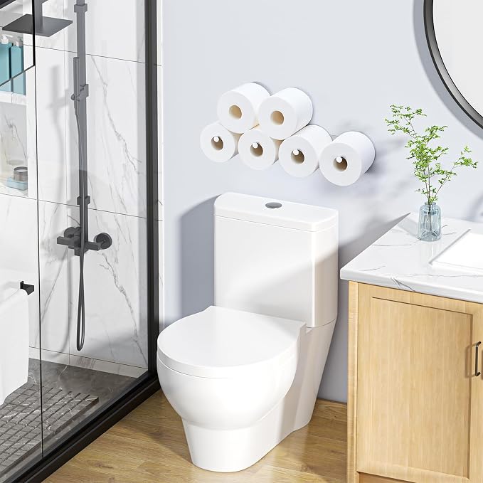 Toilet Paper Holder Wall Mount, Extra Toilet Paper Storage Metal, Modern Toilet Paper Organizer for 10 Rolls, Adhesive Toilet Paper Stand for Bathroom Kitchen Washroom (Sliver)