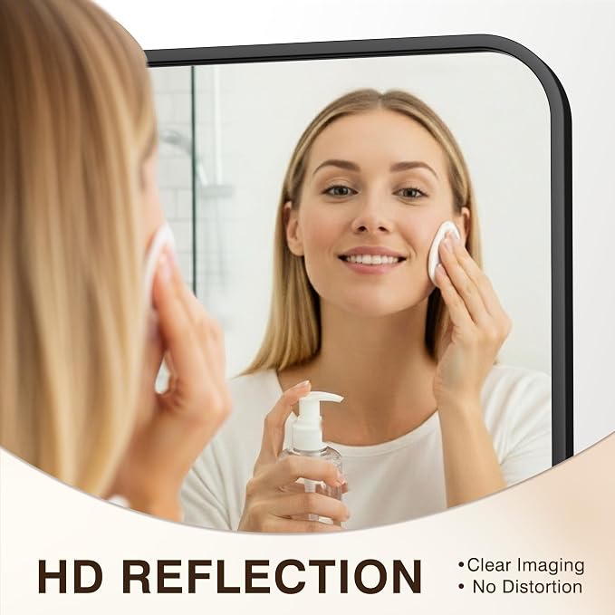 FICTOR Bathroom Mirror for Over Sink, 30"x60" Vanity Mirror for Wall, Black | Shatterproof Tempered Glass, Anti-Rust Frame, Vertical/Horizontal Mounting, Wall Mirror for Bedroom, Living Room, Entryway