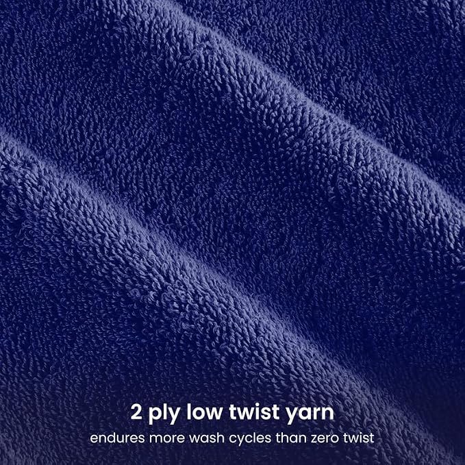 100% Organic Cotton Bath Sheet Set of 2 | Soft Oversized Bath Towels | 700 GSM Premium Bath Towel Sheet Set GOTS Certified - Navy Blue